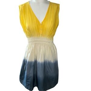 St. Roche Monarch Mini Ombre Dress  Silk Cotton Navy/Ivory/Buttercup Ombre 4